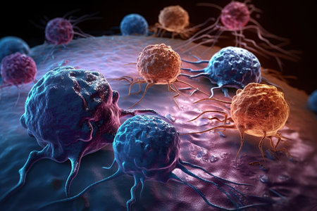 Group of isolated cancer cells created by generative AIの素材