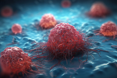 Group of isolated cancer cells created by generative AIの素材