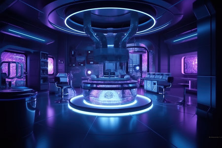 Futuristic scientific laboratory , biology and chemistry research lab, experiment and study room, created by AIの素材