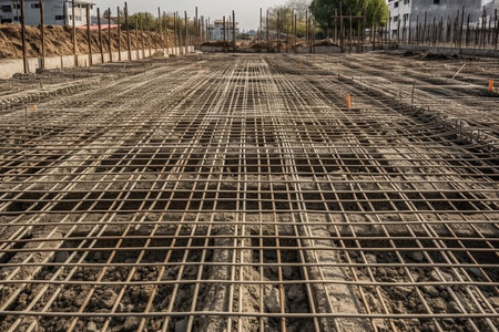 construction site of a building ,concrete reinforcement created by generative AIの素材
