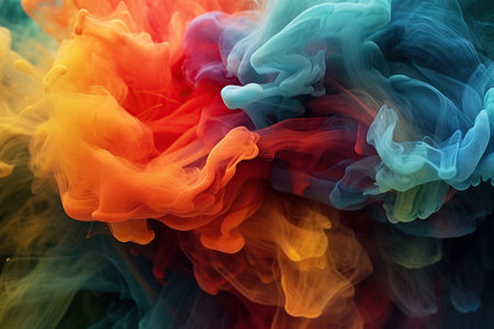 Clouds of bright colorful ink mixing in watercreated by AIの素材