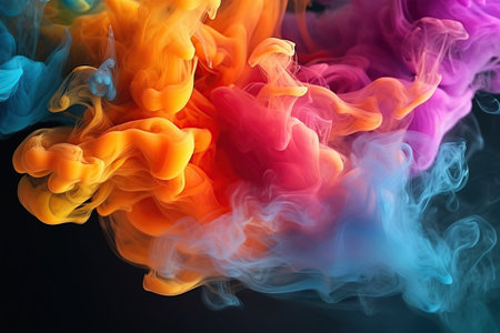 Clouds of bright colorful ink mixing in watercreated by AIの素材