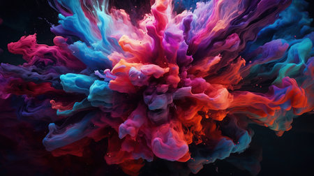 Clouds of bright colorful ink mixing in watercreated by AIの素材