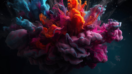 Clouds of bright colorful ink mixing in watercreated by AIの素材