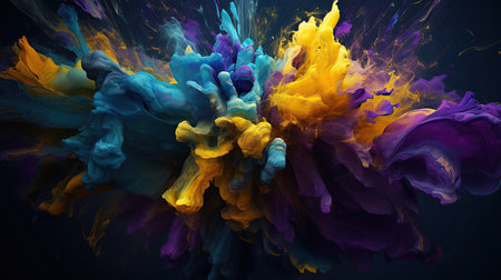 Clouds of bright colorful ink mixing in watercreated by AIの素材