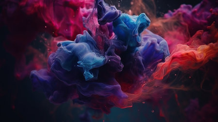 Clouds of bright colorful ink mixing in watercreated by AIの素材