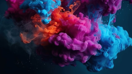 Clouds of bright colorful ink mixing in watercreated by AIの素材