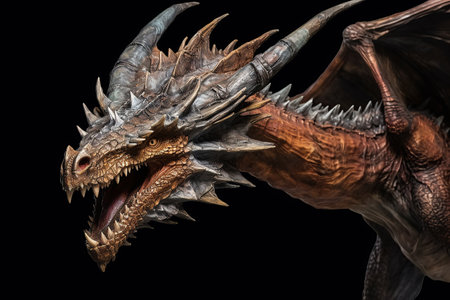 a dragon flying through a cloudy sky created by generative AIの素材