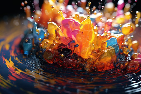 Clouds of bright colorful ink mixing in watercreated by AIの素材