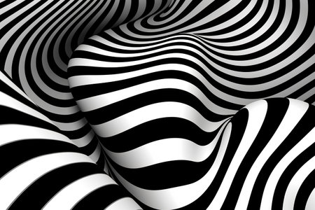 Black and white psychedelic optical illusion. Abstract hypnotic animated background  created by AIの素材