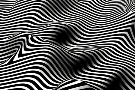 Black and white psychedelic optical illusion. Abstract hypnotic animated background  created by AIの素材