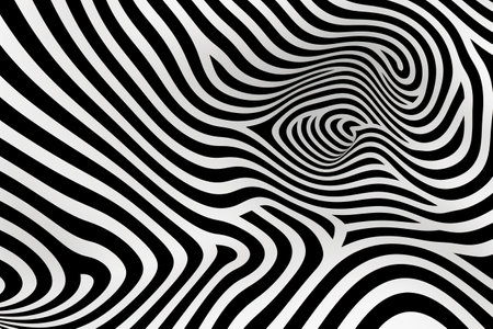 Black and white psychedelic optical illusion. Abstract hypnotic animated background  created by AIの素材