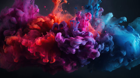 Clouds of bright colorful ink mixing in watercreated by AIの素材