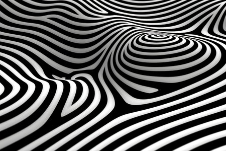Black and white psychedelic optical illusion. Abstract hypnotic animated background  created by AIの素材
