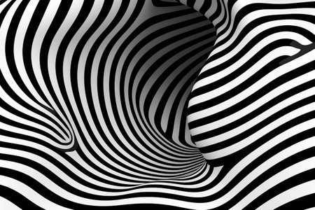 Black and white psychedelic optical illusion. Abstract hypnotic animated background  created by AIの素材