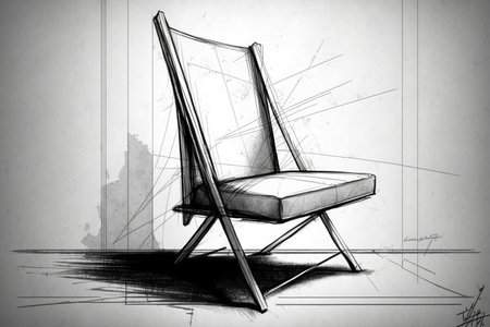 drawing of a chair, wireframe created by generative AIの素材