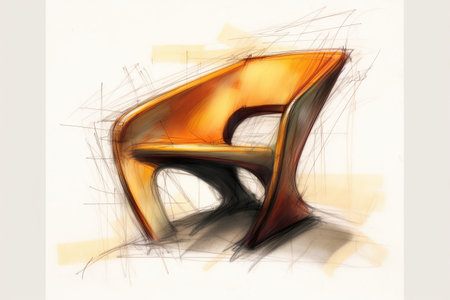 sketch of a modern chair created by generative AIの素材