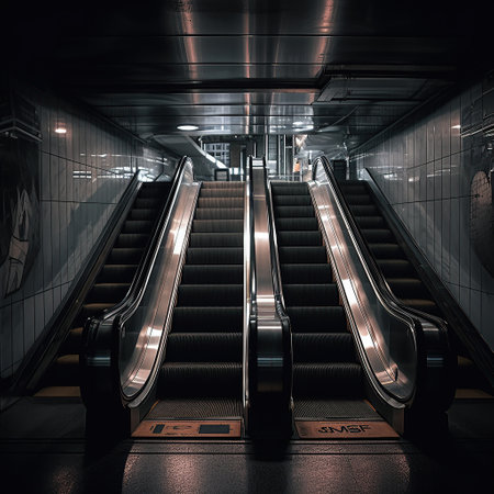 escalator in futuristic building created by generative AIの素材