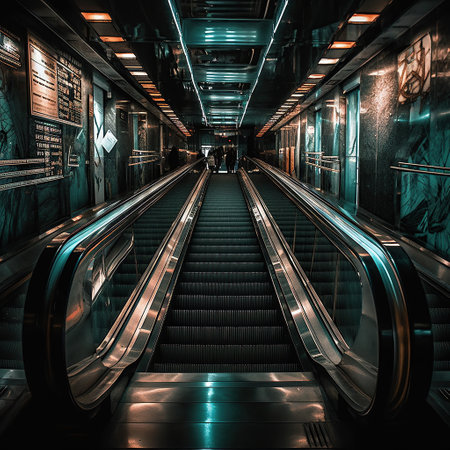 escalator in futuristic building created by generative AIの素材