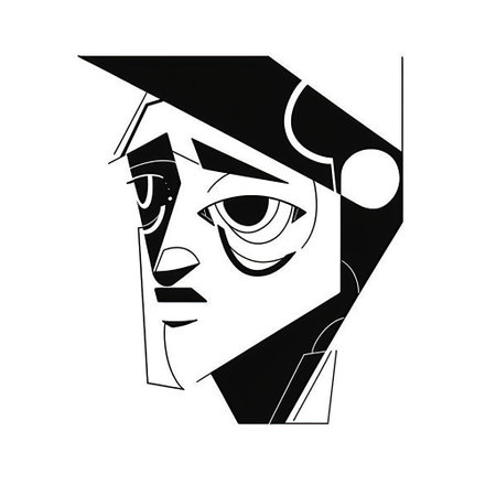 Abstract face line.Modern drawing in the art Nouveau cubism style created by generative AIの素材