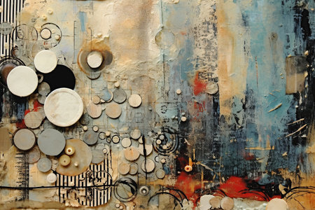 mixed media collage incorporating various materials created by generative AIの素材