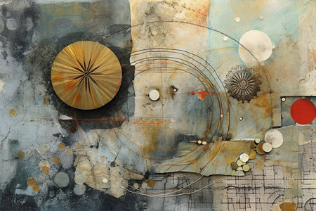 mixed media collage incorporating various materials created by generative AIの素材