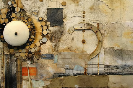 mixed media collage incorporating various materials created by generative AIの素材