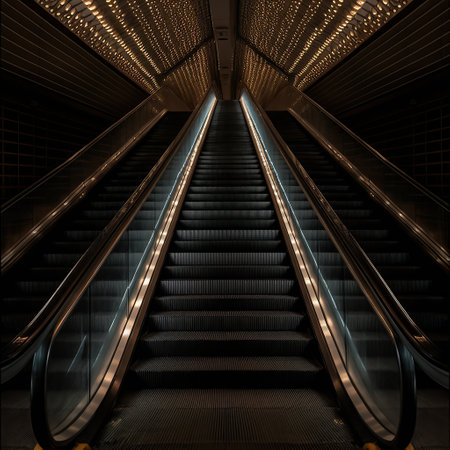 escalator in futuristic building created by generative AIの素材