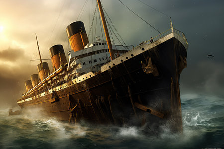 Sinking of the RMS Titanic created by generative AIの素材