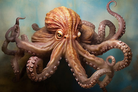 Monster octopuse swim in the sea created by generative AIの素材