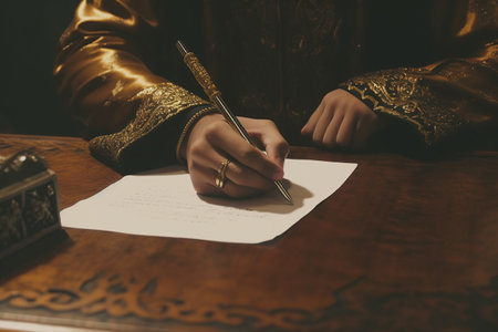 Business man signing a contract or agreement in modern office created by generative AIの素材
