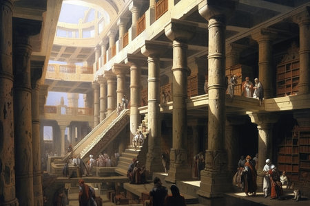 The legendary Library of Alexandria in Egypt created by generative AIの素材