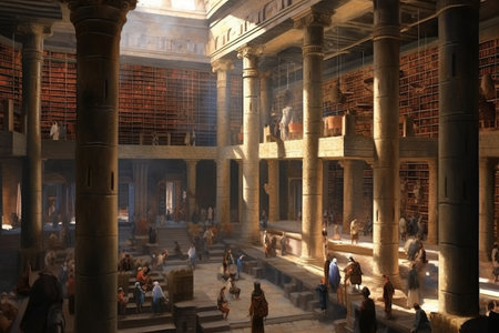 The legendary Library of Alexandria in Egypt created by generative AIの素材