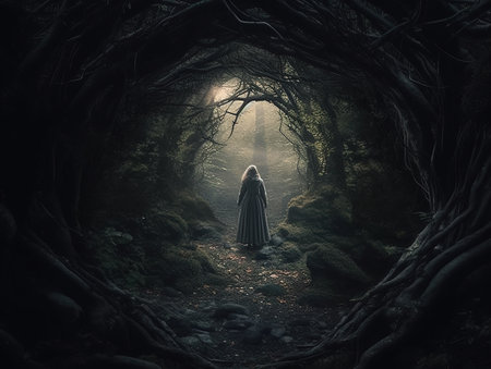 a full body wide shotof pretty Alice in Wonderland created by generative AIの素材