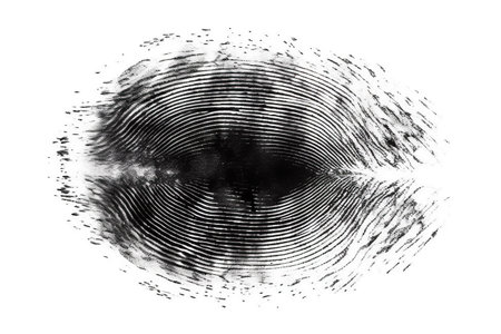 Black human fingerprint on a white background crime evidence created by generative AIの素材