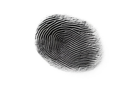 Black human fingerprint on a white background crime evidence created by generative AIの素材