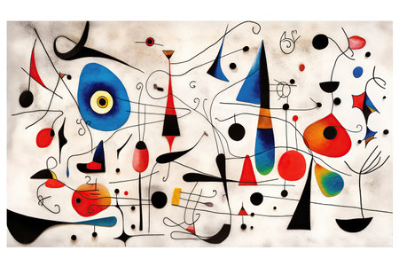 JuanMiro Inspired Art on white background created by generative AIの素材
