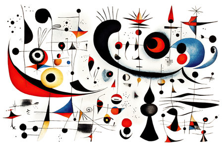 JuanMiro Inspired Art on white background created by generative AIの素材
