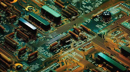Circuit Board CPU Processor Microchip created by generative AIの素材