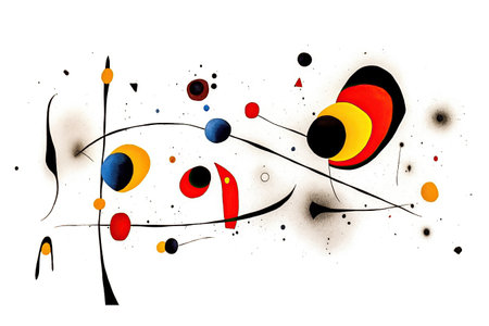 JuanMiro Inspired Art on white background created by generative AIの素材