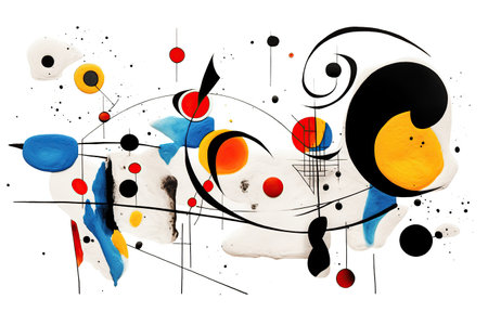 JuanMiro Inspired Art on white background created by generative AIの素材
