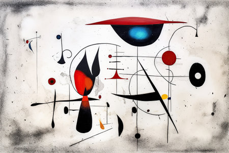 JuanMiro Inspired Art on white background created by generative AIの素材