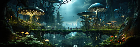 magical fantasy forest created by generative AIの素材