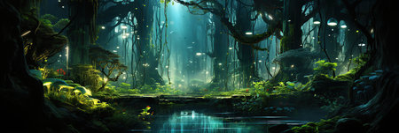 magical fantasy forest created by generative AIの素材