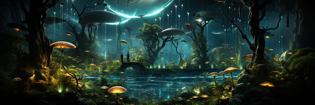 magical fantasy forest created by generative AIの素材