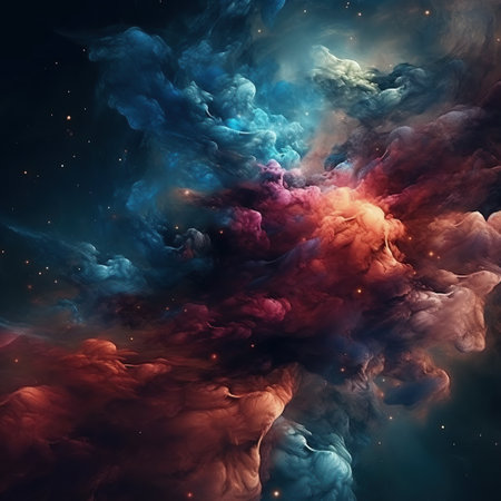 Cosmic background with a blue purple nebula and stars created by generative AIの素材