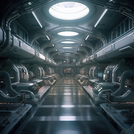 Convex surface, sci fi, cinematic, lighting, space, industrial,created by AIの素材