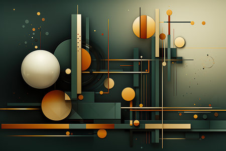 Print ready cover art of graphic shapes of green ans gold created by AIの素材