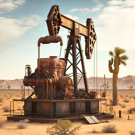 Oil pump in the desert  created by AIの素材