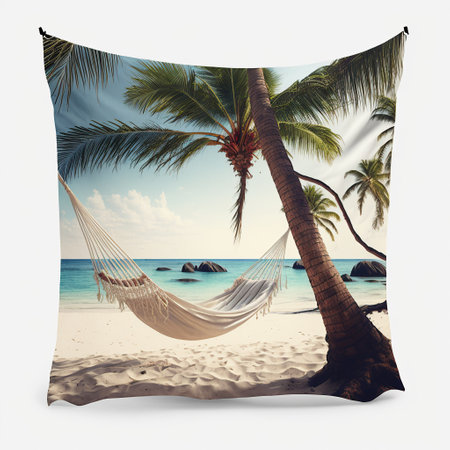 Very simple Hammock under palm tree, Summer and vacation concept created by AIの素材